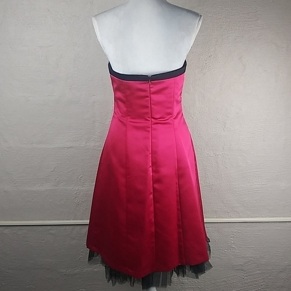 Faviana New York Pink Faux Bow Bodice  Strapless Zipper Back Semi Formal Dress - Picture 5 of 9